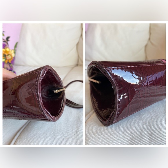 Liz Claiborne burgundy patent faux croc minibag with top handle - Picture 13 of 16